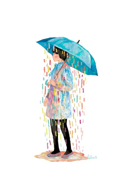Девушка с зонтиком под дождем