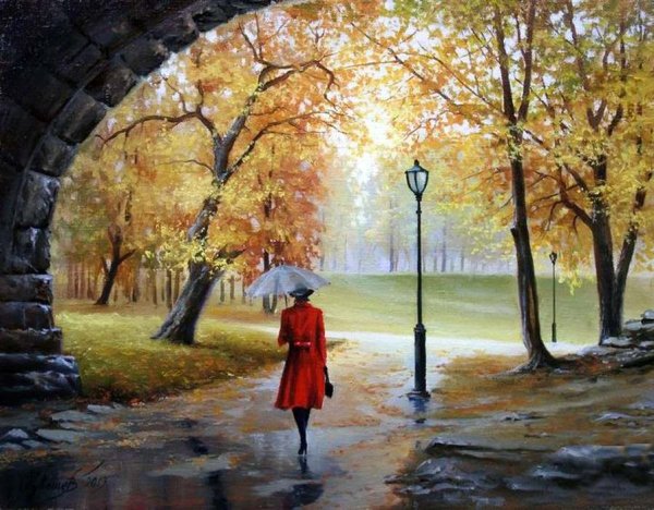 Пейзаж прогулка в парке