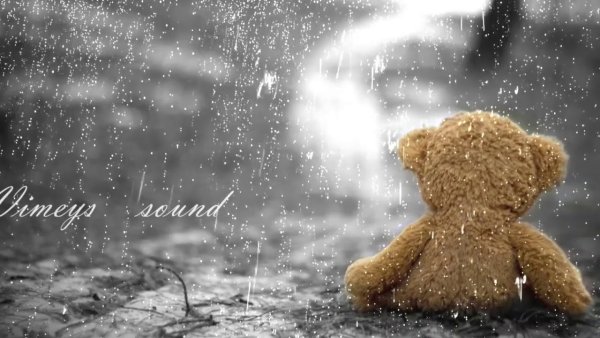 Плюшевый мишка под дождем