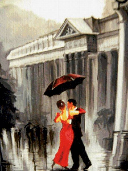 Картина танго под дождем