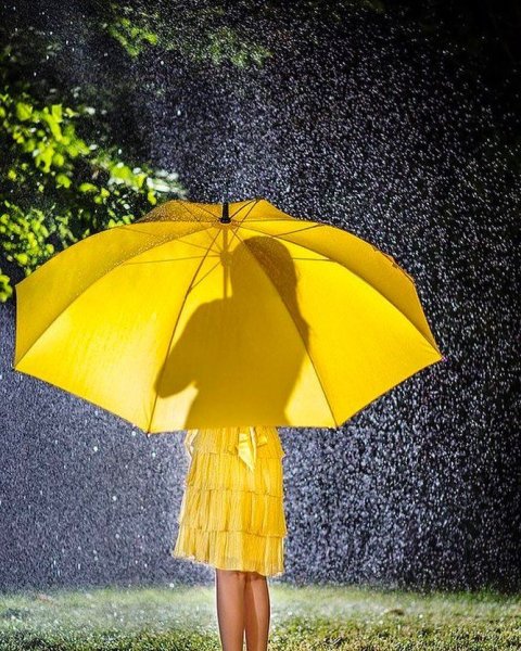 Девушка с зонтиком под дождем