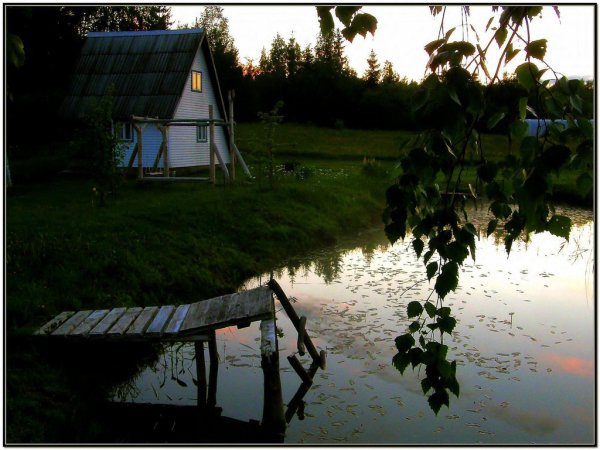 Домик у пруда в деревне