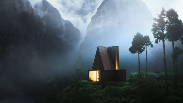 Дом в лесу туман