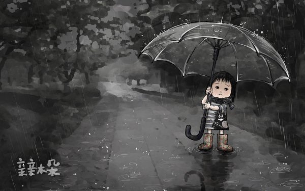 Аниме человек под дождем