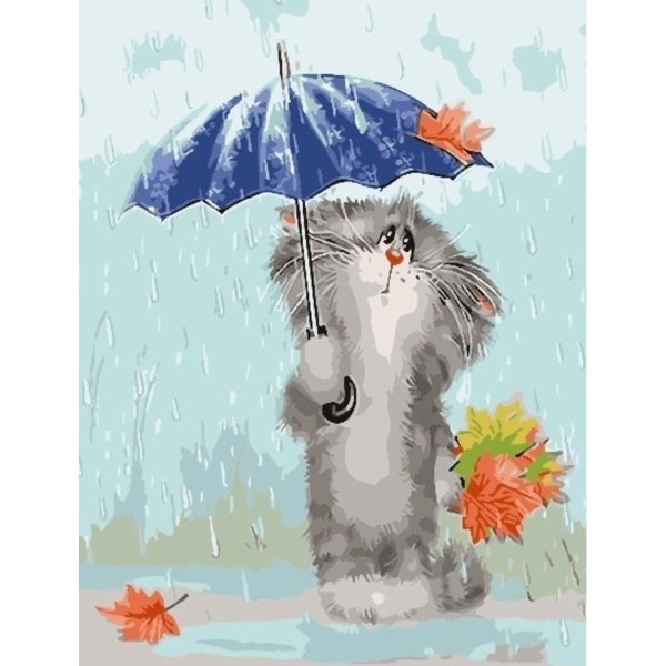 Котик под дождем