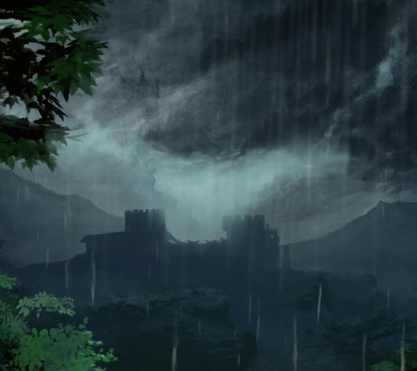 Мрачный замок дождь