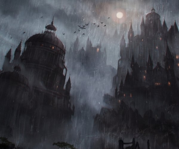 Дождливый средневековый город