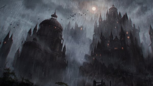 Замок Дракулы арт фэнтези
