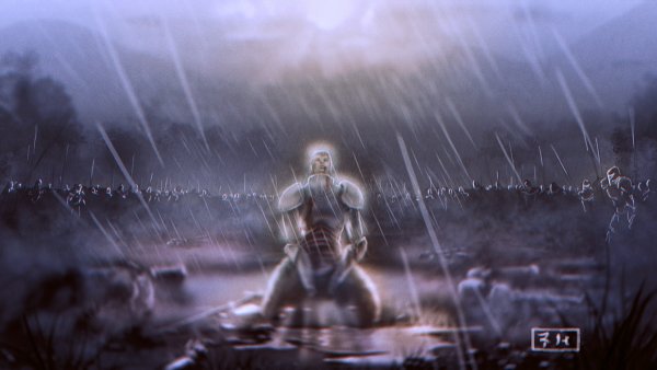 Одинокий воин на поле боя