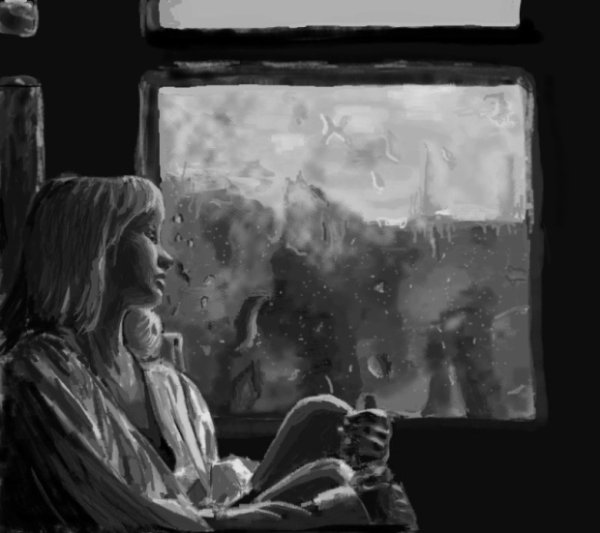 Девочка у дождливого окна