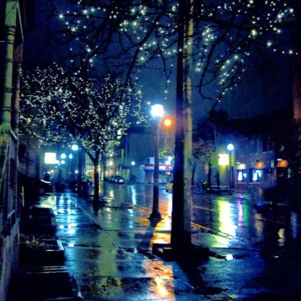 Ночной город дождь