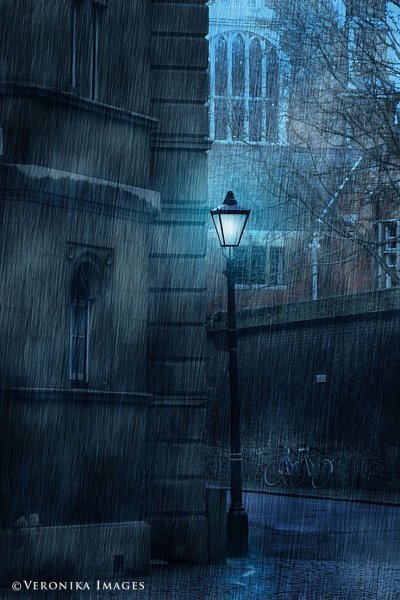 Ночь улица фонарь дождь