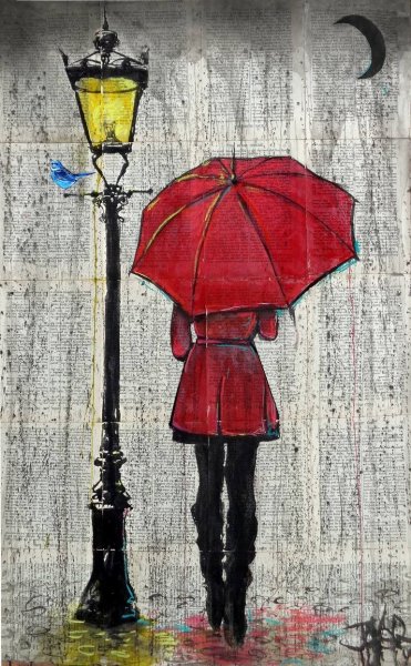 Человек с красным зонтом