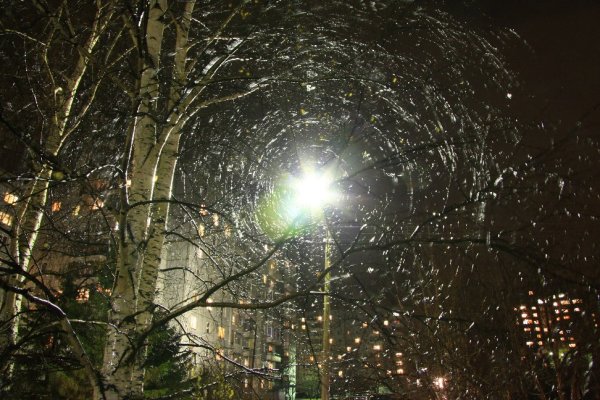 Снег в свете фонаря