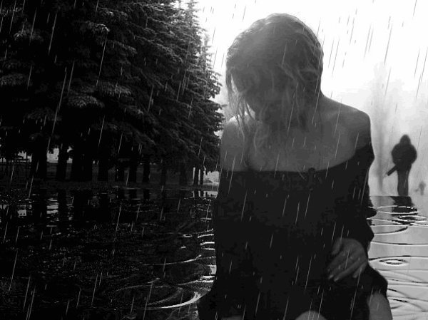 Девушка дождь грусть