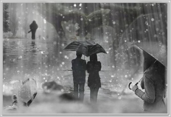 Влюбленные под весенним дождем