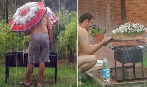 Шашлык под ливнем