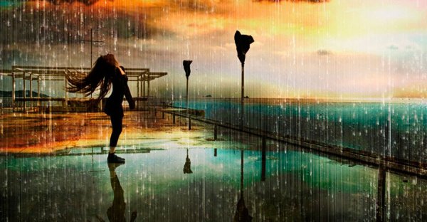 Девушка танцует под дождем арт