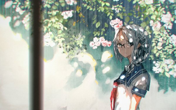 Аниме тян под дождем