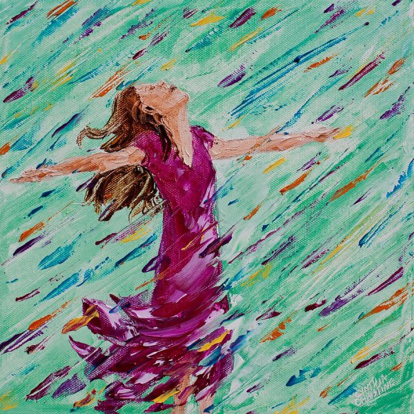 Девушка дождь живопись