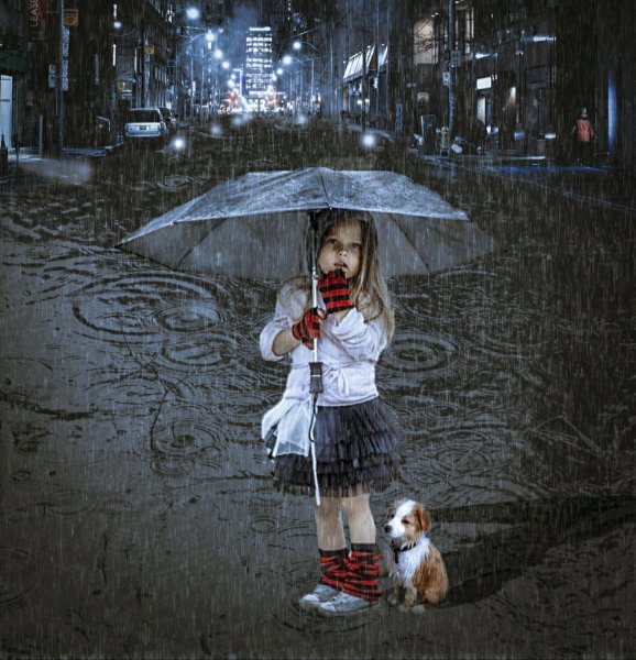 Девочка под дождем
