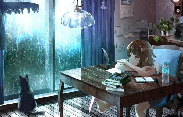 Аниме окно дождь