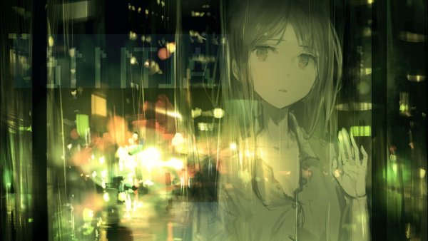 Аниме девочка у окна