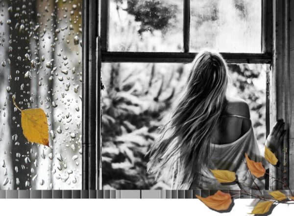 Женщина у дождливого окна