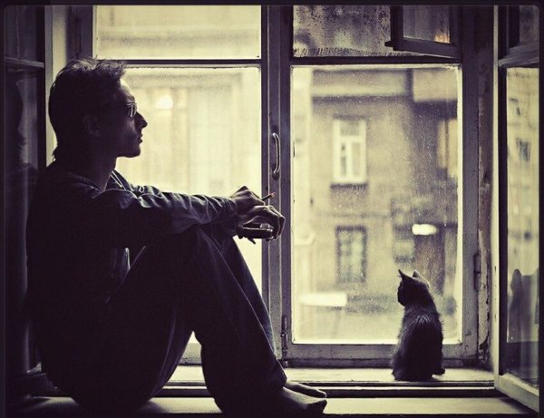 Мужчина на подоконнике