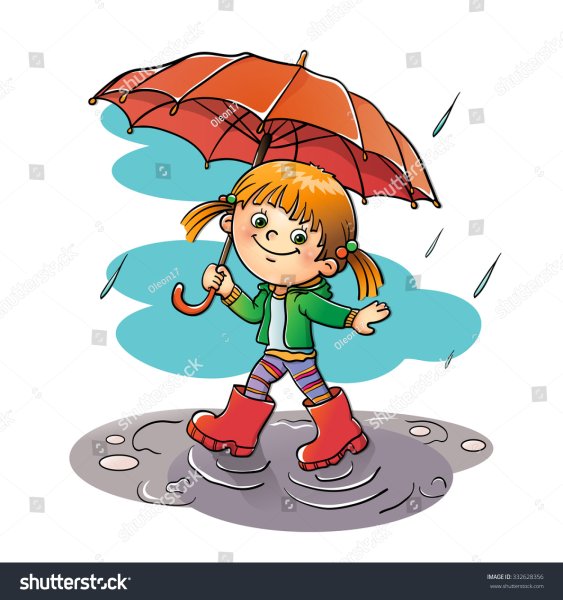 Мальчик и девочка под дождем без зонтика