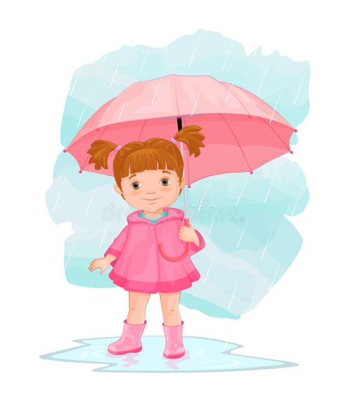 Мультяшная девочка с зонтом
