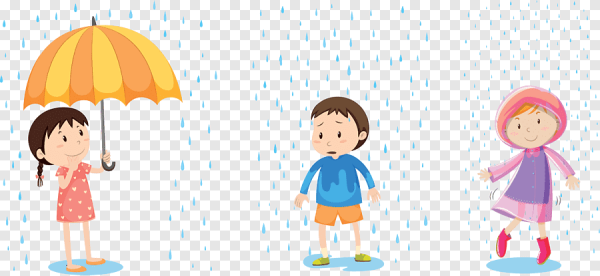 Дети под дождем вектор