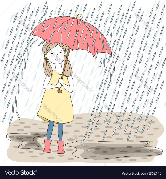 Девочка с зонтиком рисунок легко