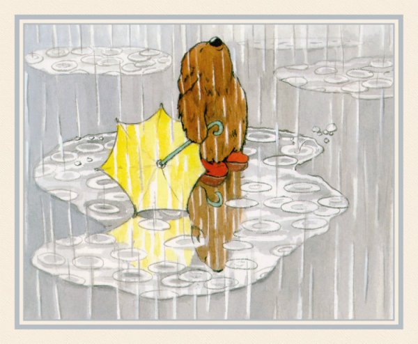 Грустный Медвежонок под дождем