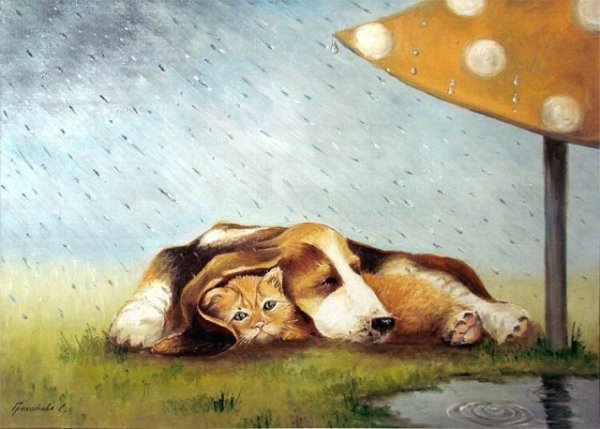 Наивная живопись собаки