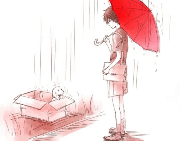 Зарисовка человека с зонтом