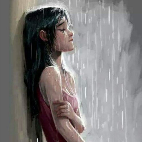 Женщина с красным зонтом картина