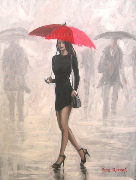 Девушка с красным зонтом