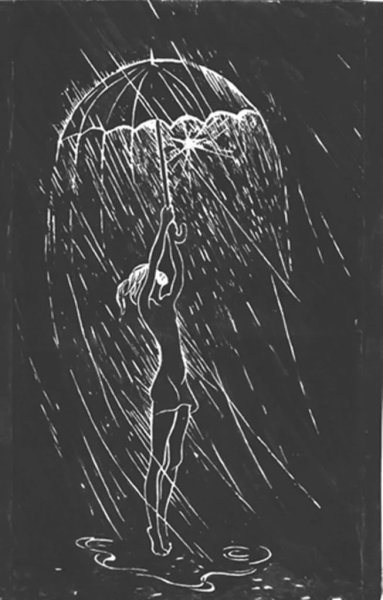 Девушка под зонтом рисунок карандашом