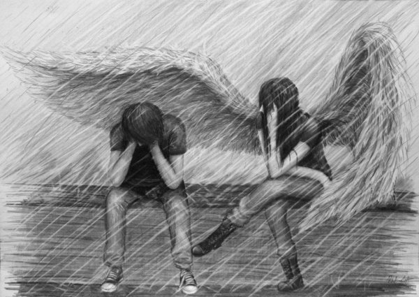 Девушка с зонтом рисунок карандашом