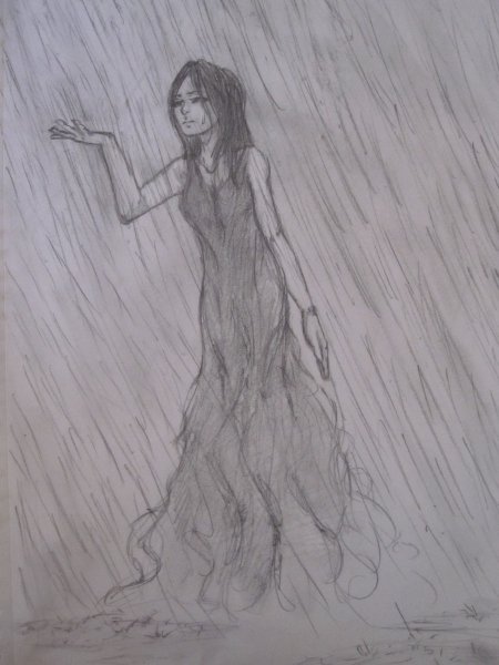 Девушка с зонтом рисунок