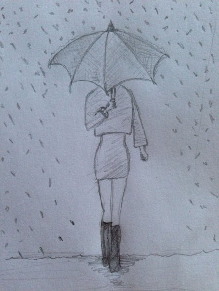 Девушка с зонтом для срисовки