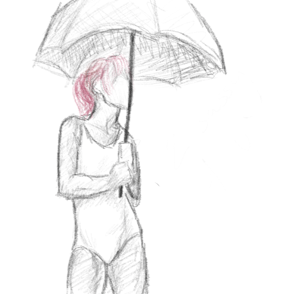 Уходящая девушка дождь