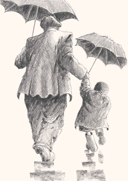 Люди и зонты Графика