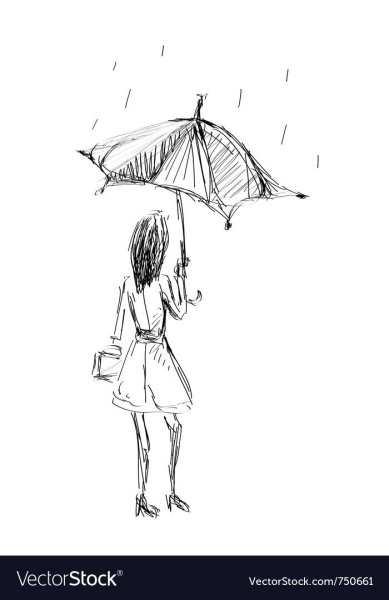 Девушка с зонтом рисунок карандашом