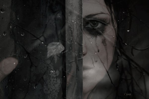 Плачущая девушка под дождем