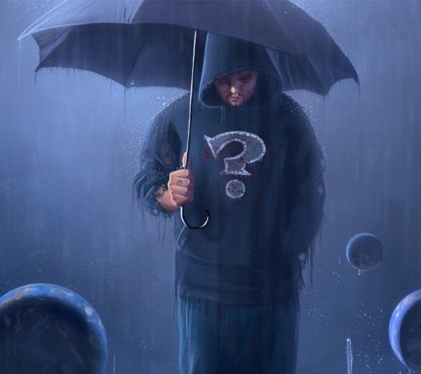 Парень под дождём в капюшоне