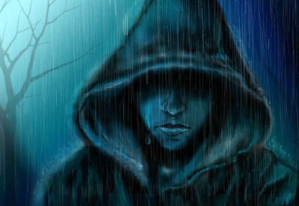 Грустный человек в капюшоне