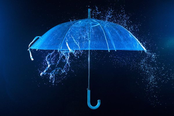 Капли дождя на зонте