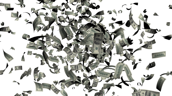 Дождь из денег без фона
